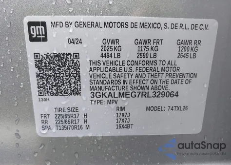 2024 GMC Terrain Fwd Sle z USA, uszkodzony, nr VIN 3GKALMEG7RL329064
